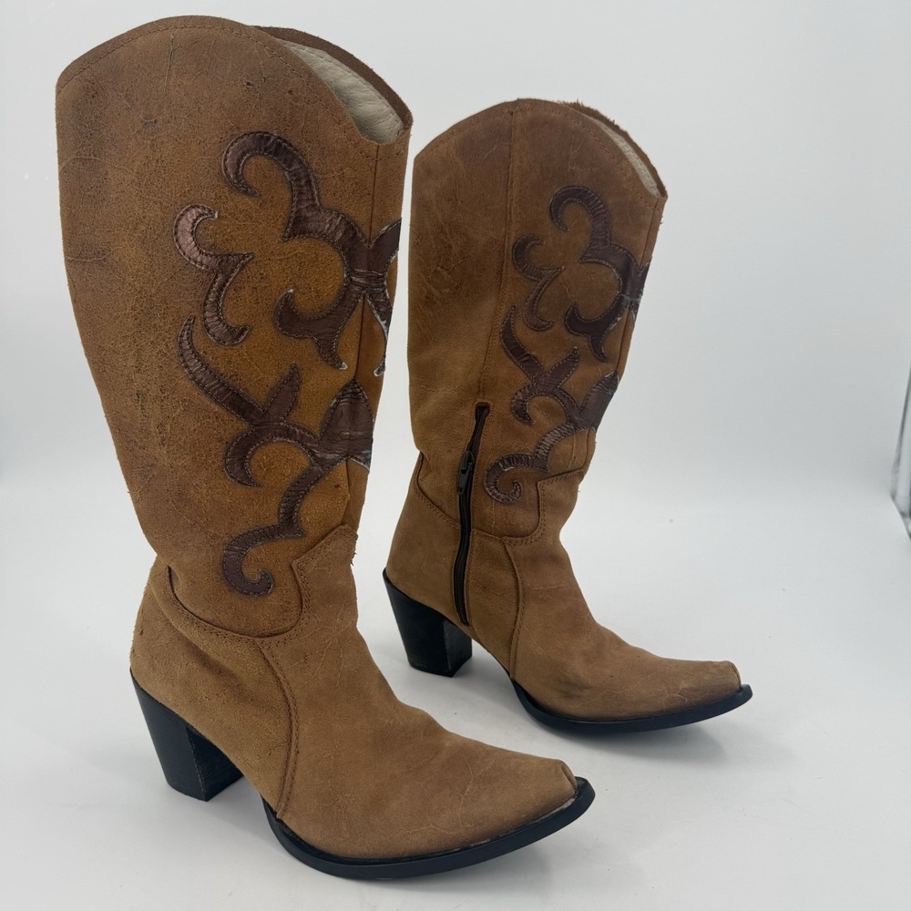 Nine West Women's Brown Suede Western Cowboy Boots EU 36 US Size 5.5